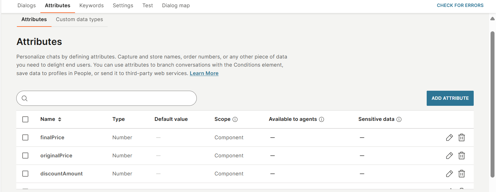 Create input and output attributes