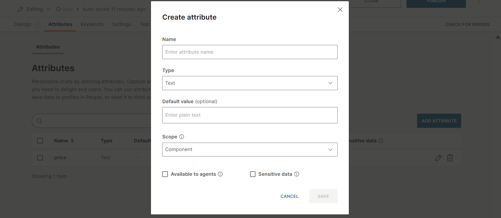 Create input and output attributes