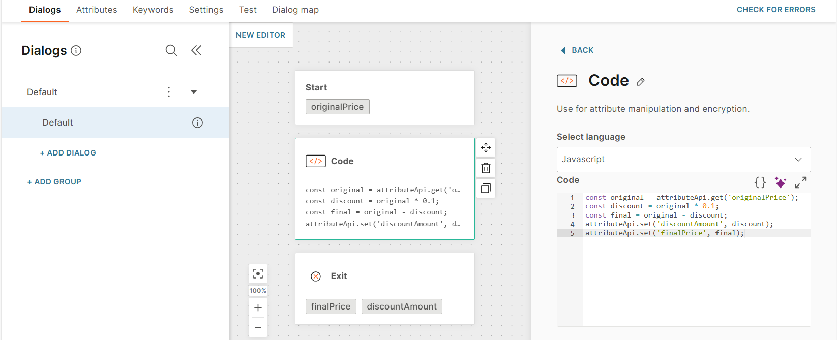 Image that shows an example of a component dialog