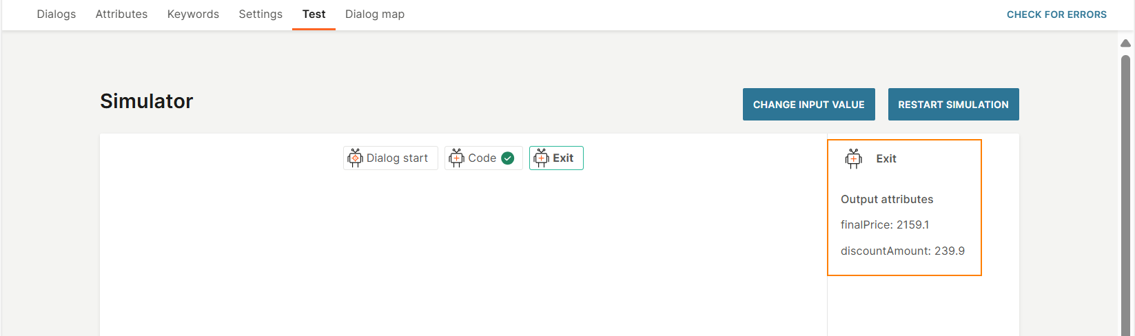 Image that shows the Exit element in the simulator