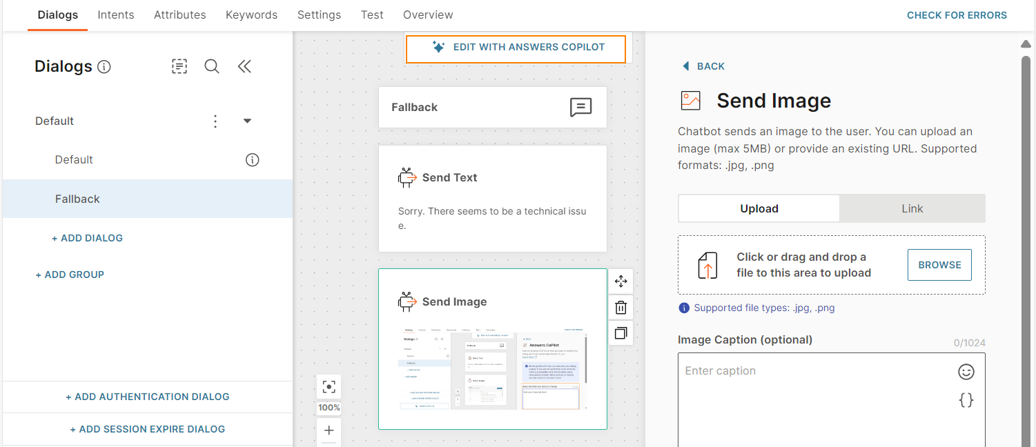 Edit an existing dialog by using Answers copilot