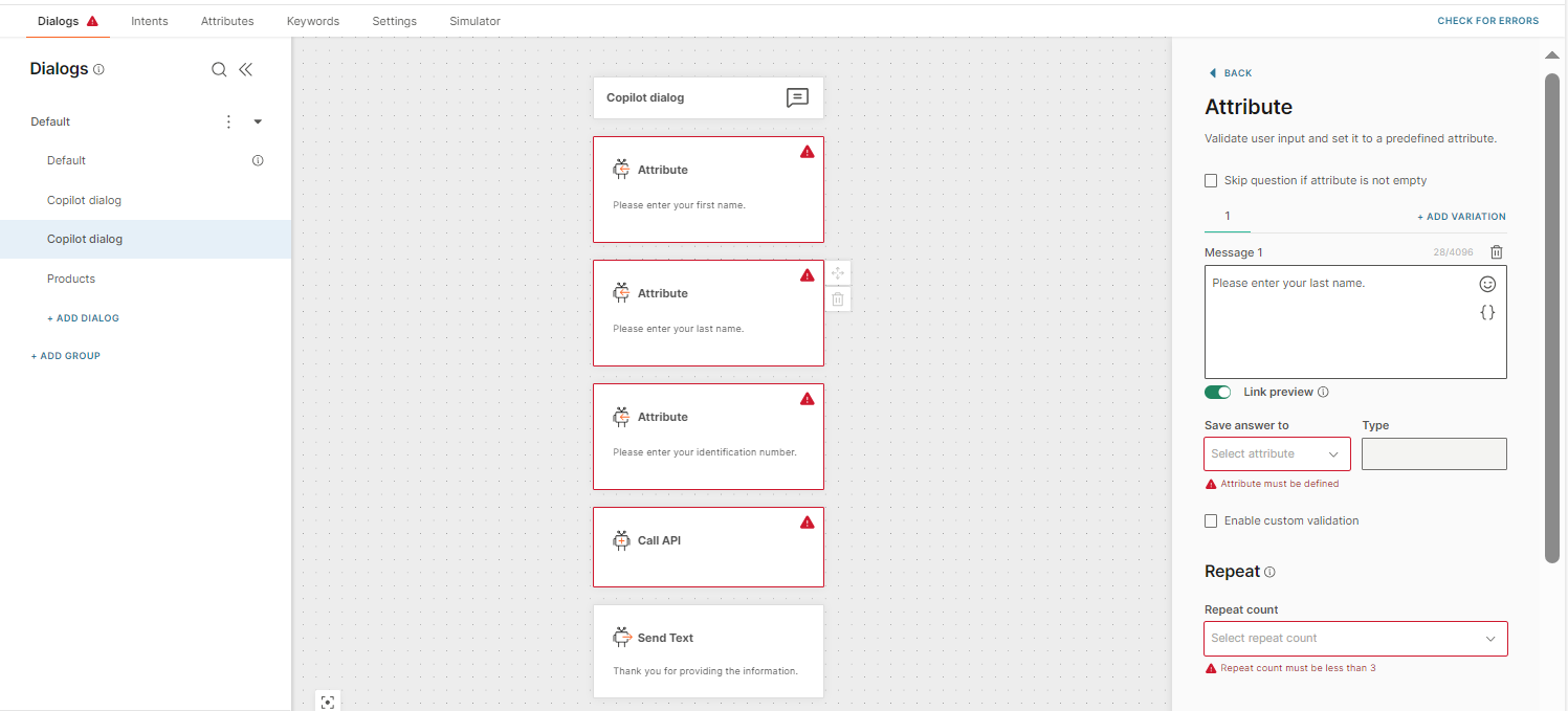 The chatbot creates the copilot dialog based on the prompt