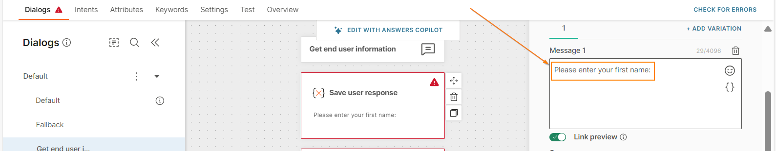 Configure the elements created by the GenAI