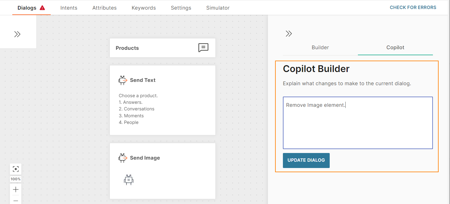 Answers copilot feature