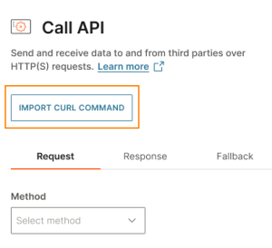 Import cURL command