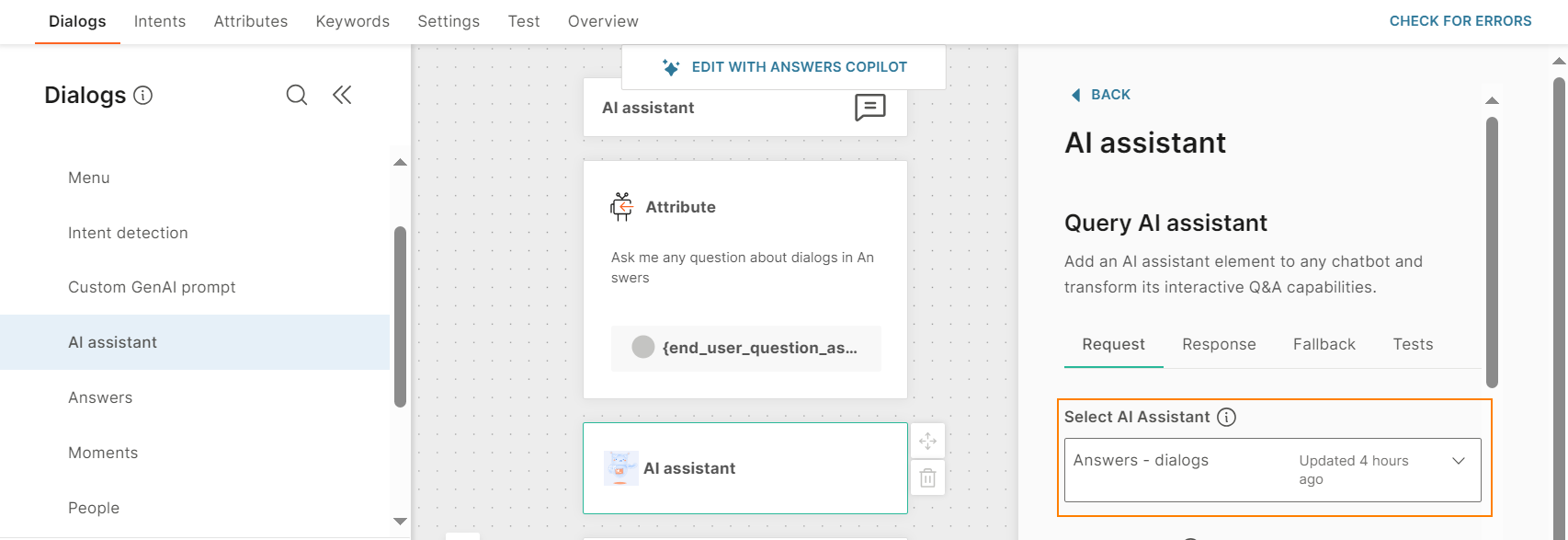 Select the AI assistant