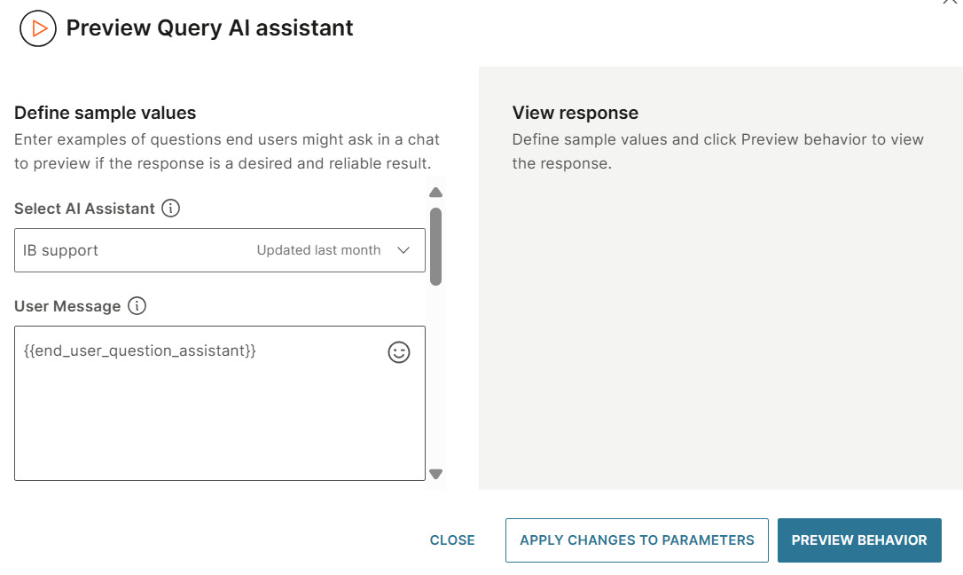 Preview the behavior of the AI assistant