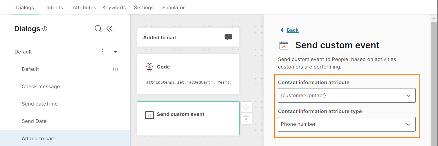 Configure the Custom Events element