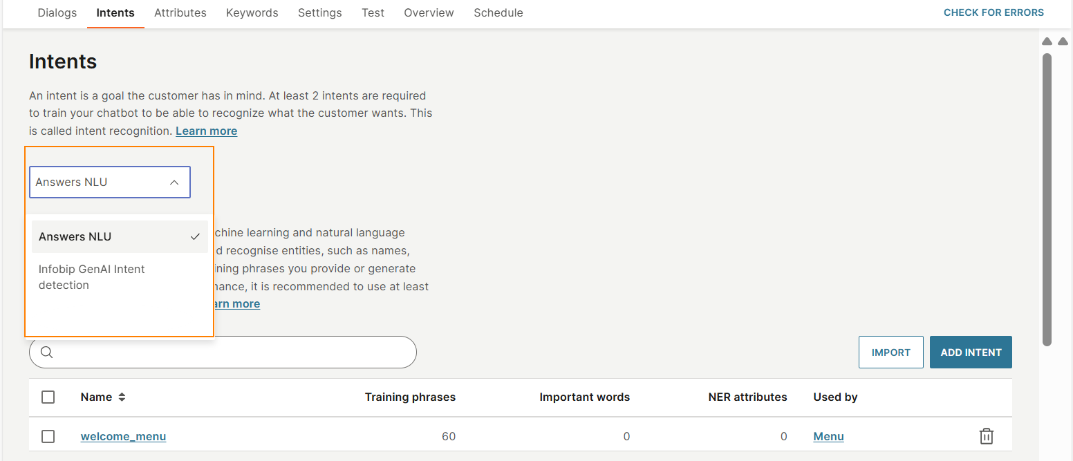 Select the intent engine
