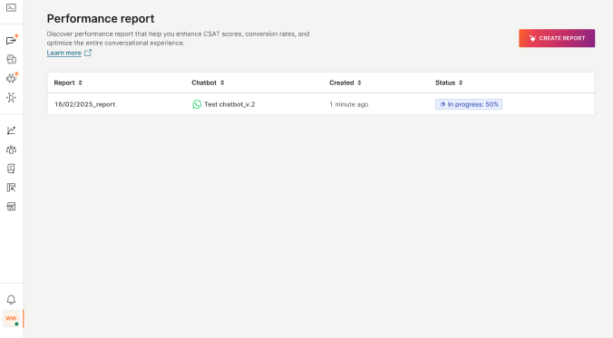 View report creation status