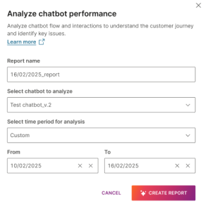 Select the critera for the report