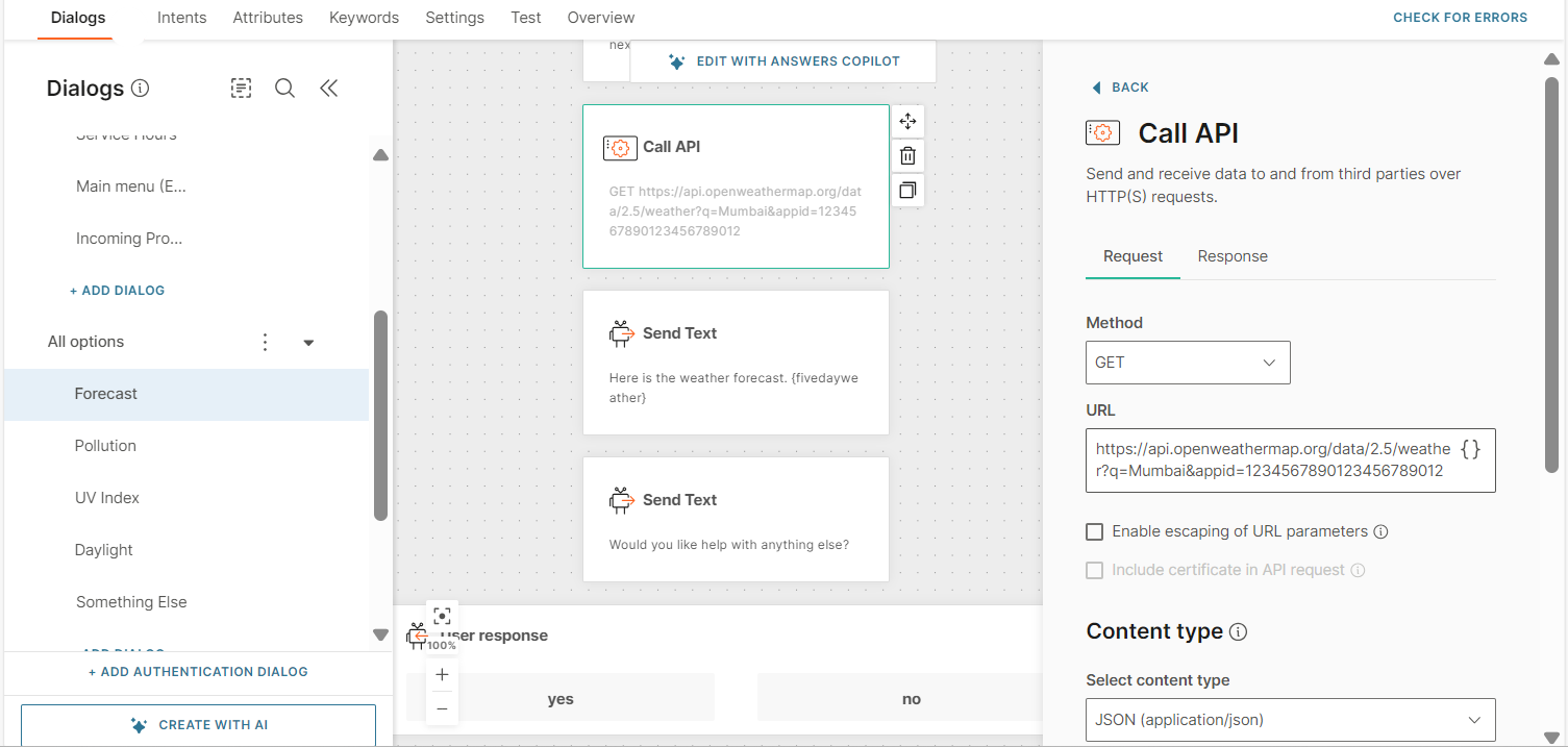 Configure additional dialogs