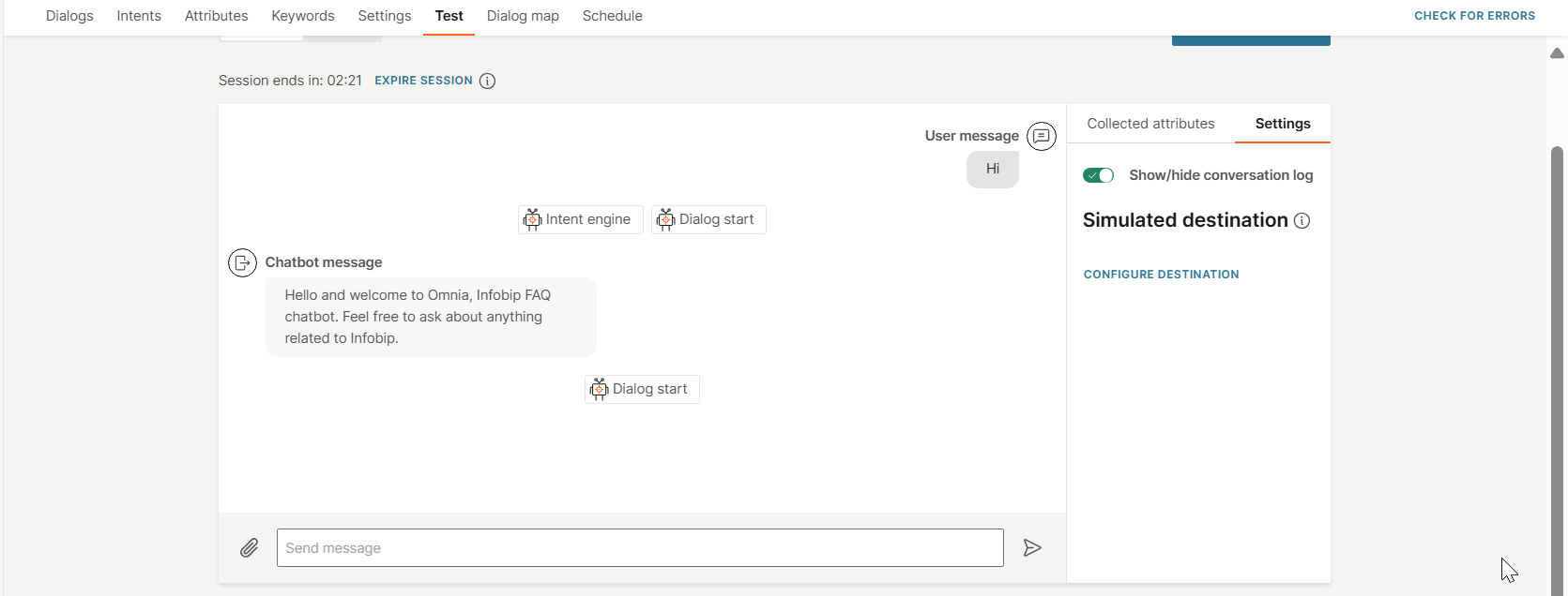 Image that shows how to add a simulated destination