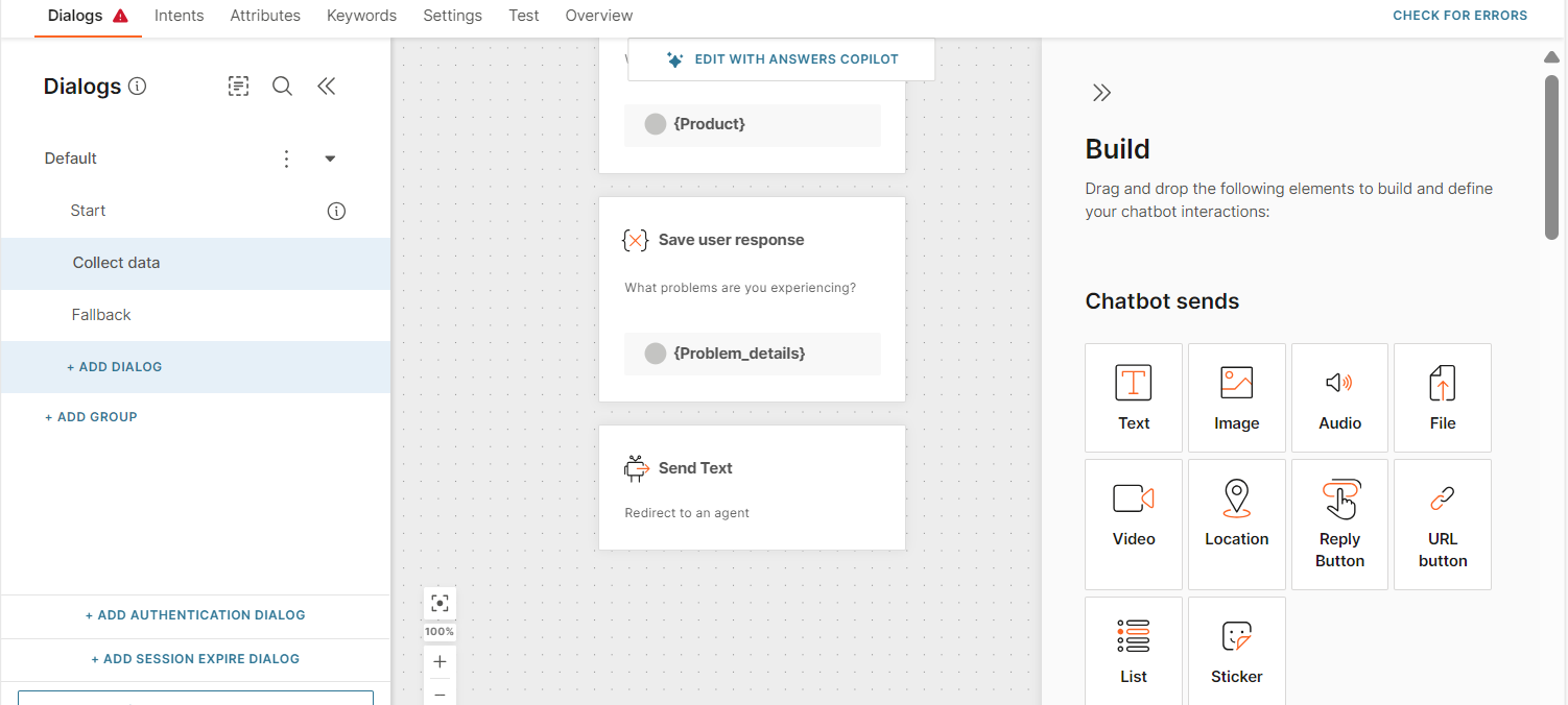 Tutorials - Create a pre-support chatbot dialog text