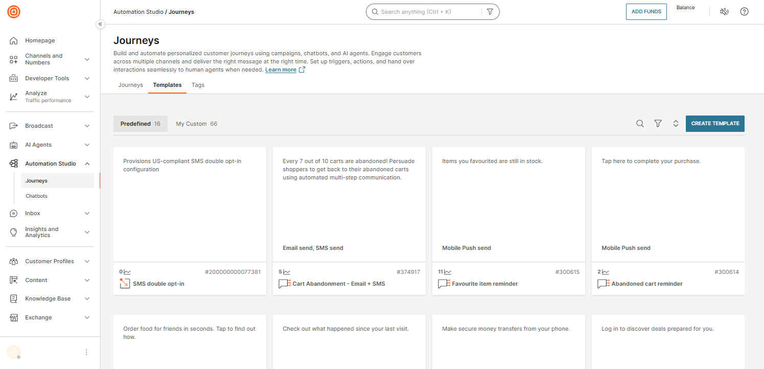 Automation Studio Journeys templates
