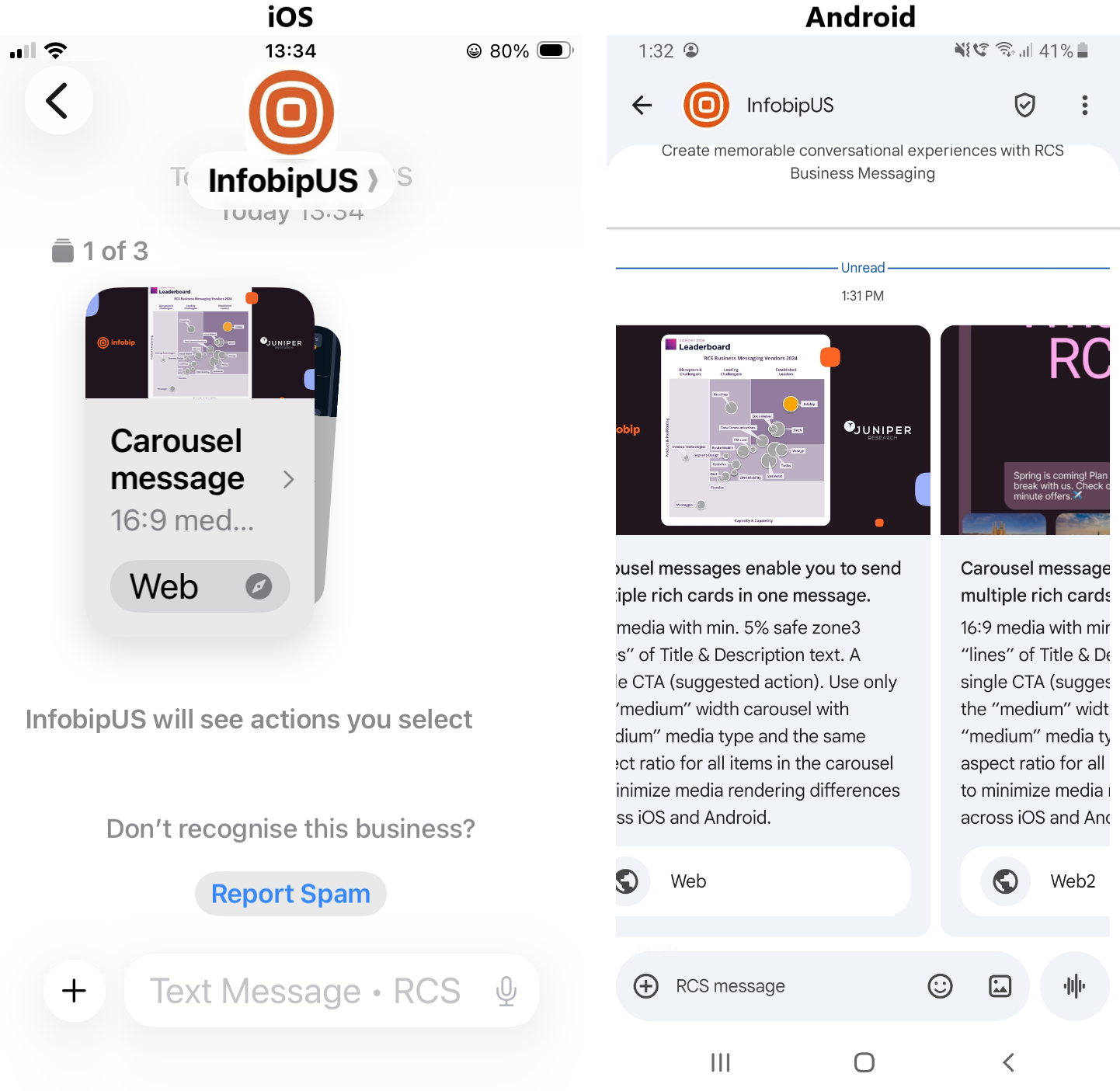Carousel rendering comparison between iOS and Android