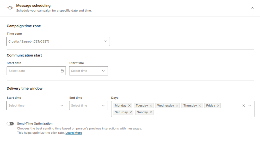 Broadcast - Schedule messaging