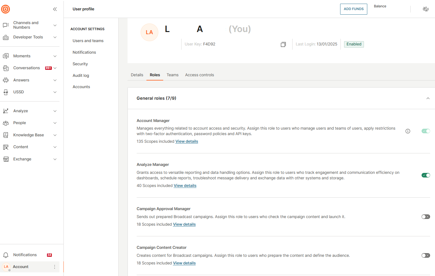 Broadcast - User roles
