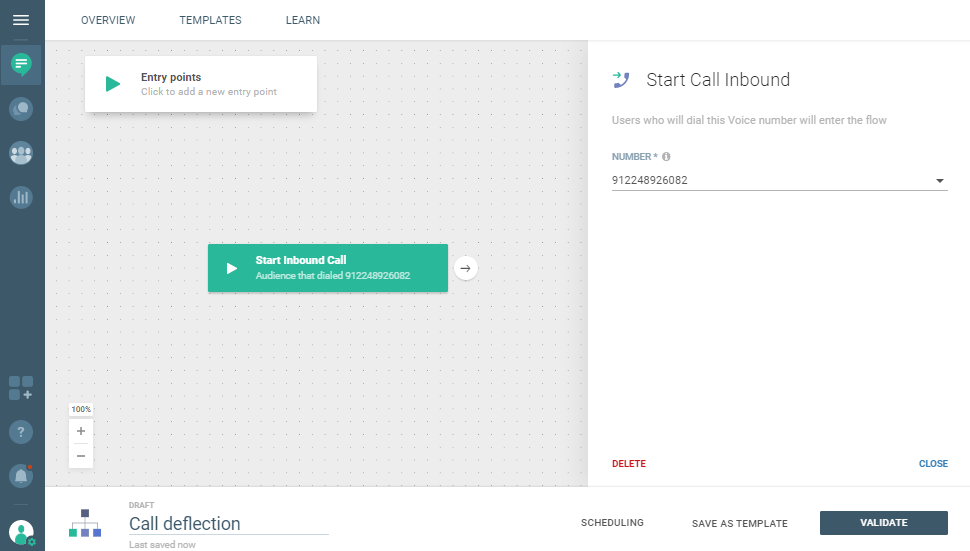 Conversations use case - Reduce Hold Time in Your Call Center - start inbound call