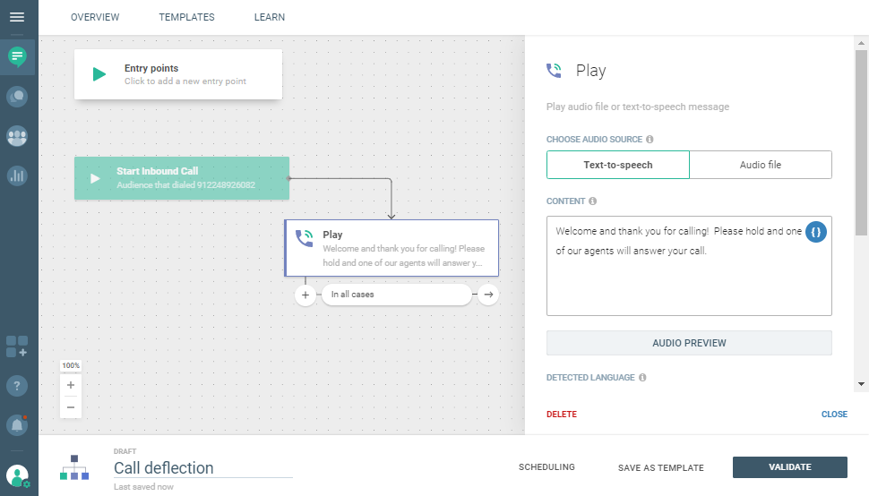 Conversations use case - Reduce Hold Time in Your Call Center - use Play element