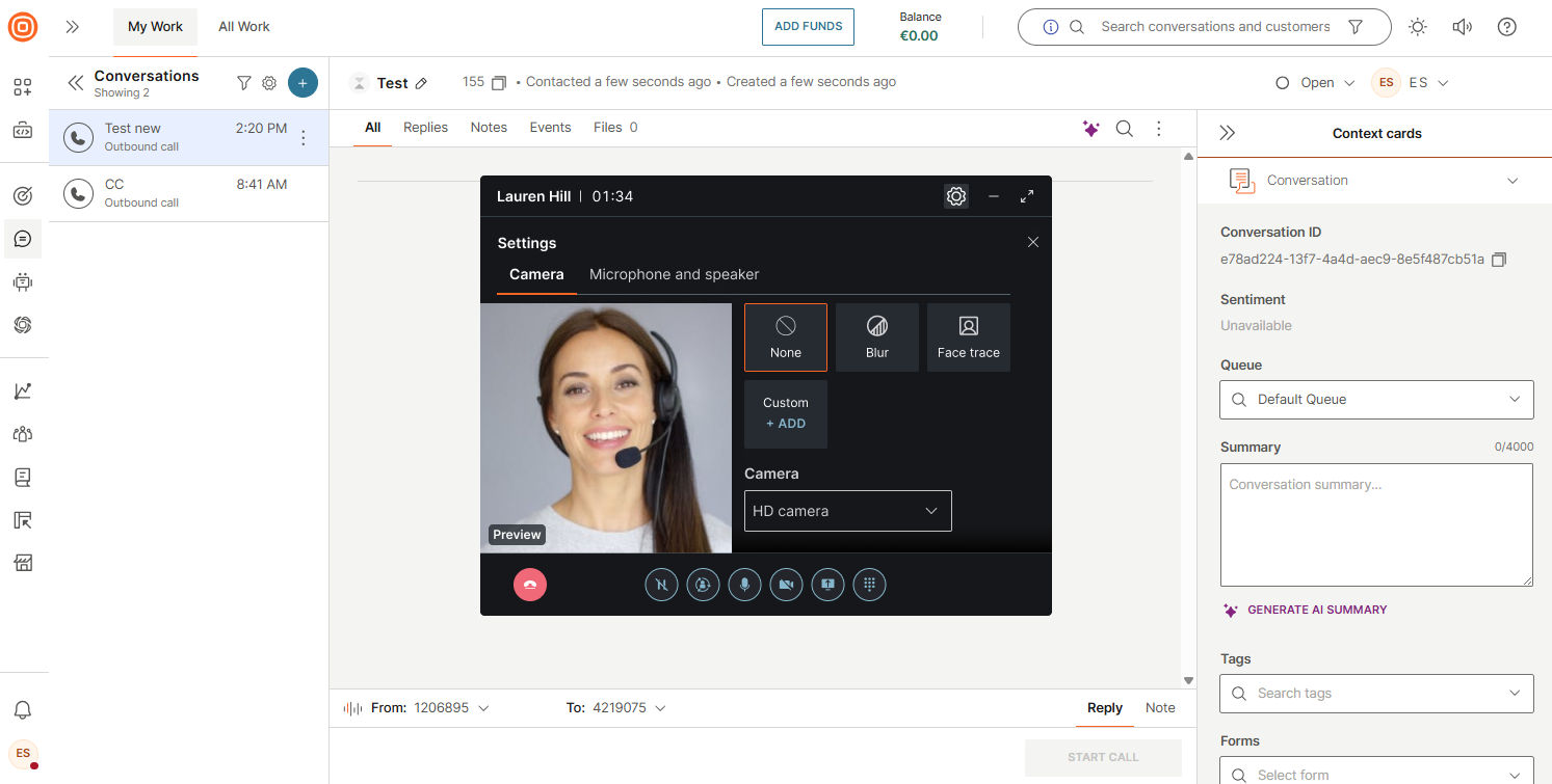 Calls - Video effects options