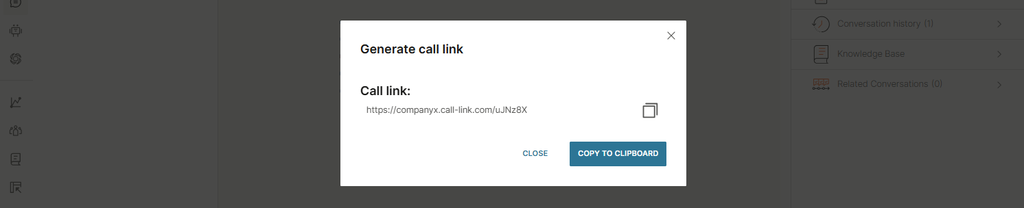Calls - Generate call link copy