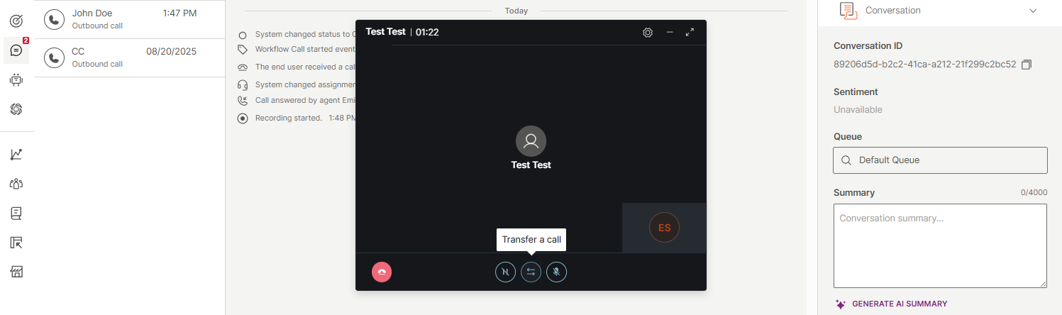 Calls - Transfer to external number