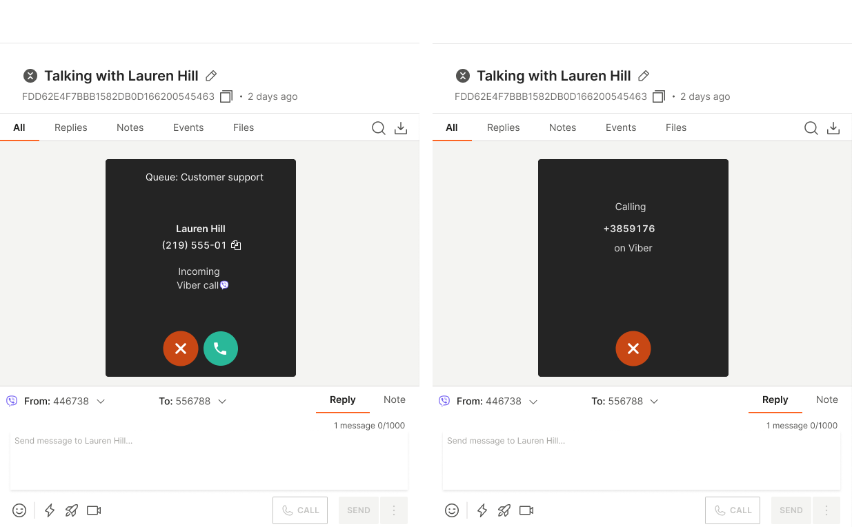 Calls - Inbound or outbound Viber call