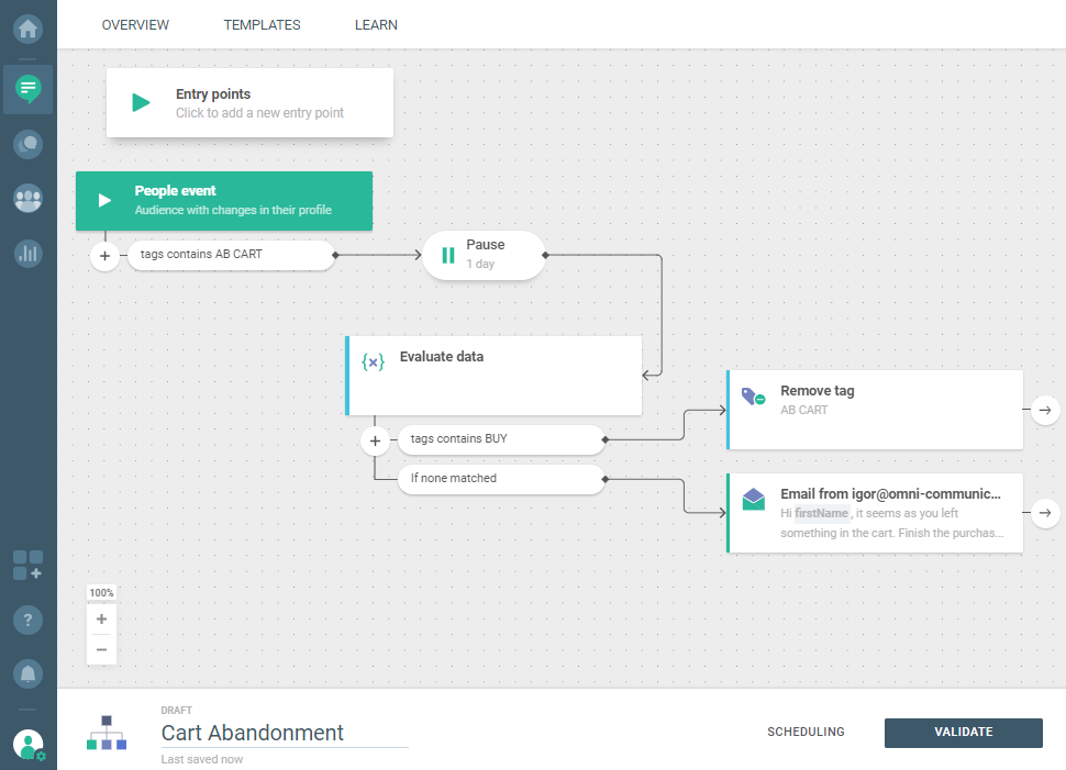 Flow use case - Cart Abandonment - send email element