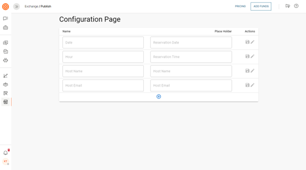 Configuration page UI