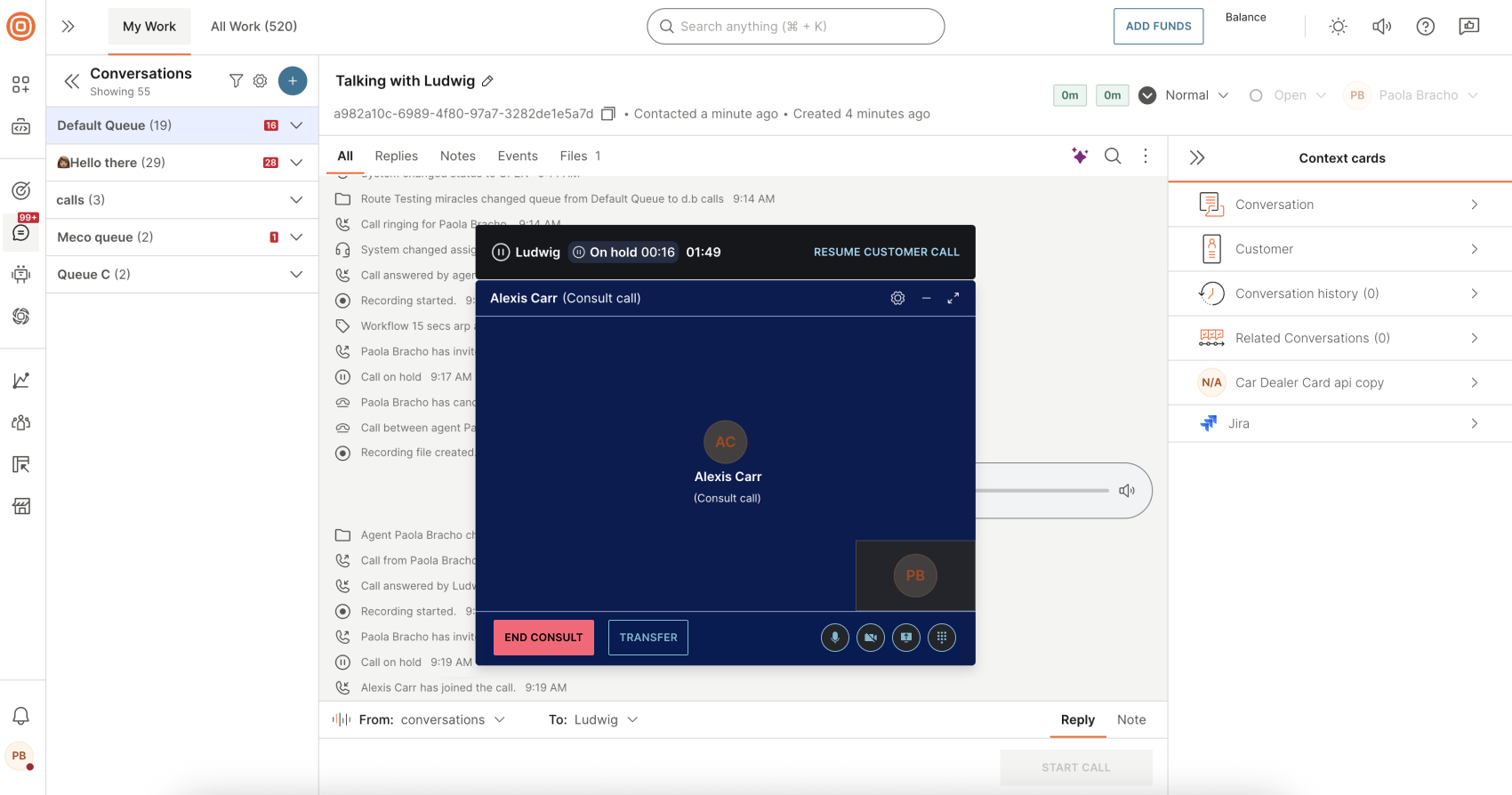 Calls - Consult call answered