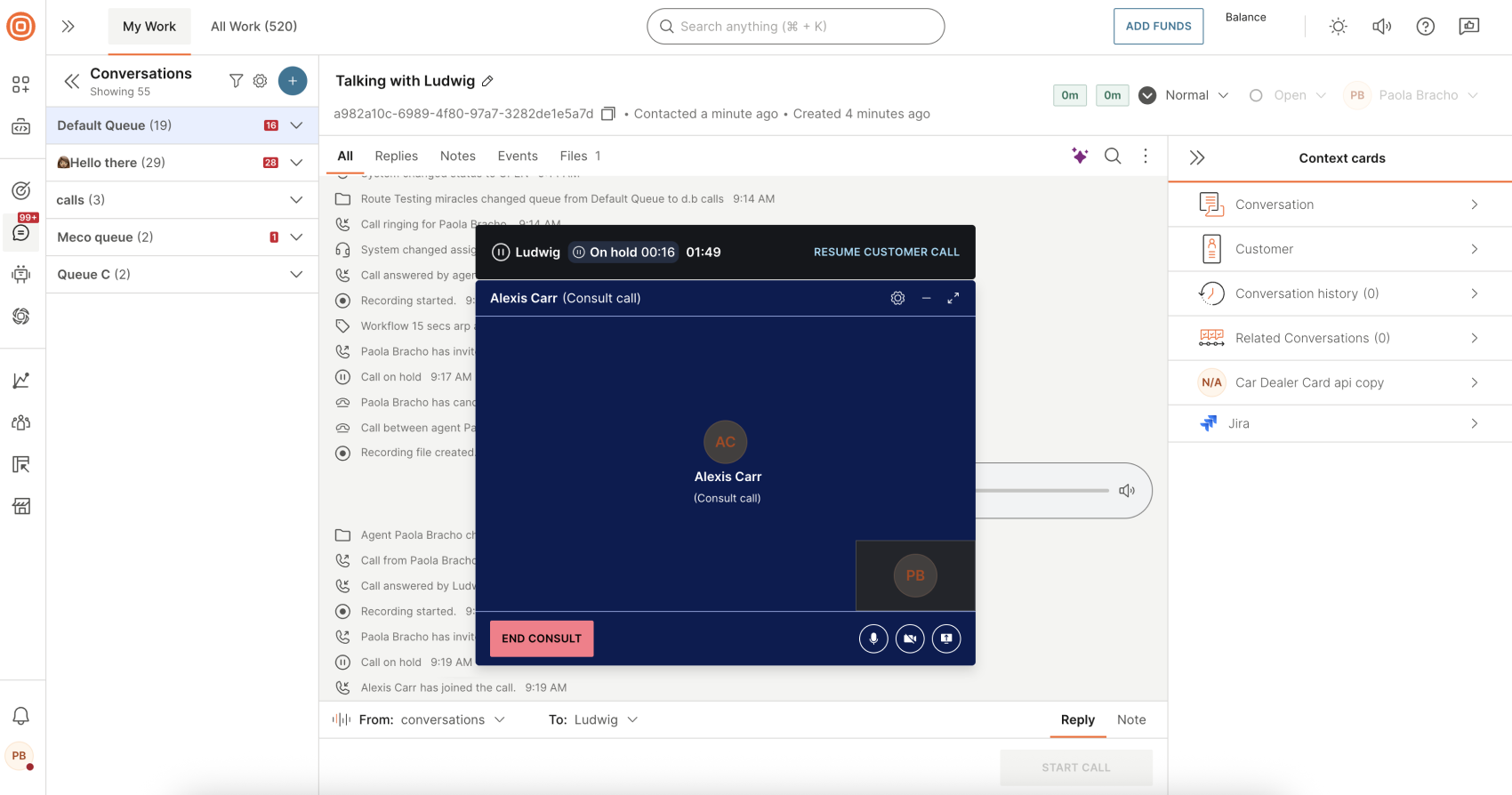 Calls - Consult call answered