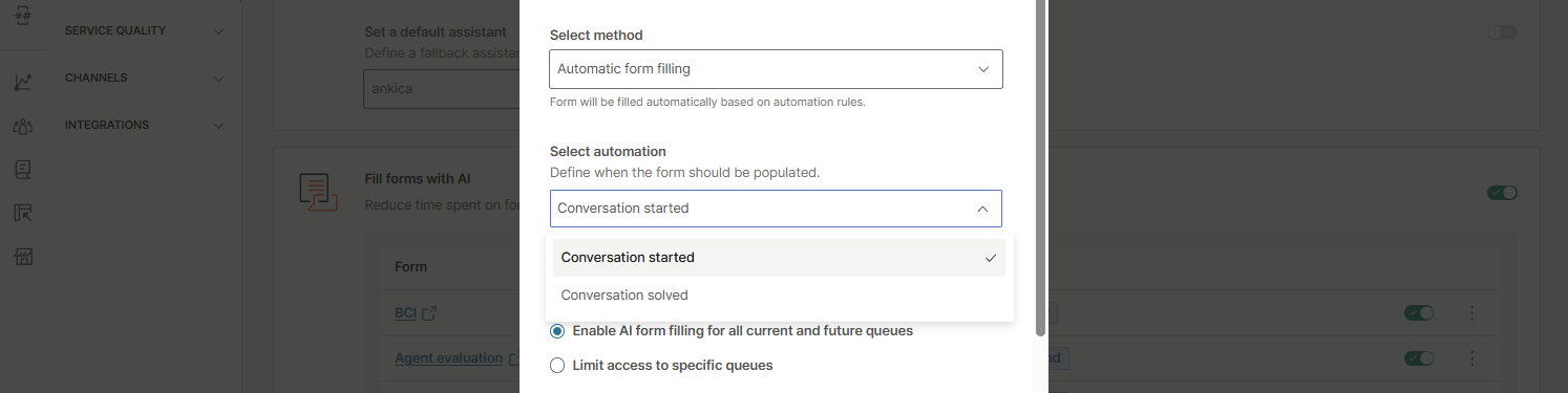 Conversations - Fill forms