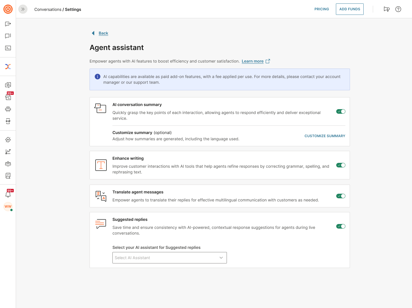 Conversations - AI features