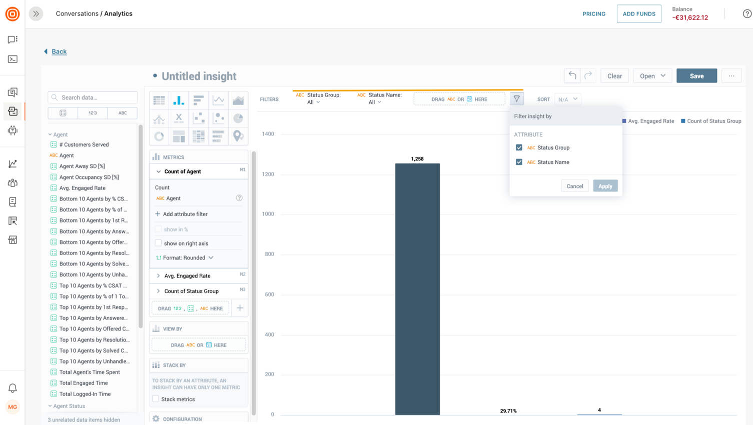 Conversations - Filter insight analytics by