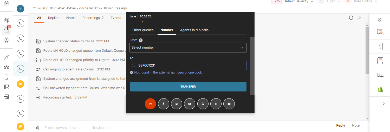 Calls - Transfer to external number step five