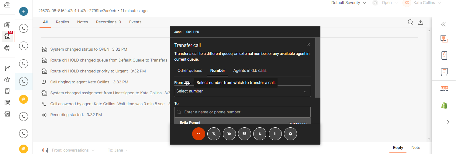 Calls - Transfer to external number step three