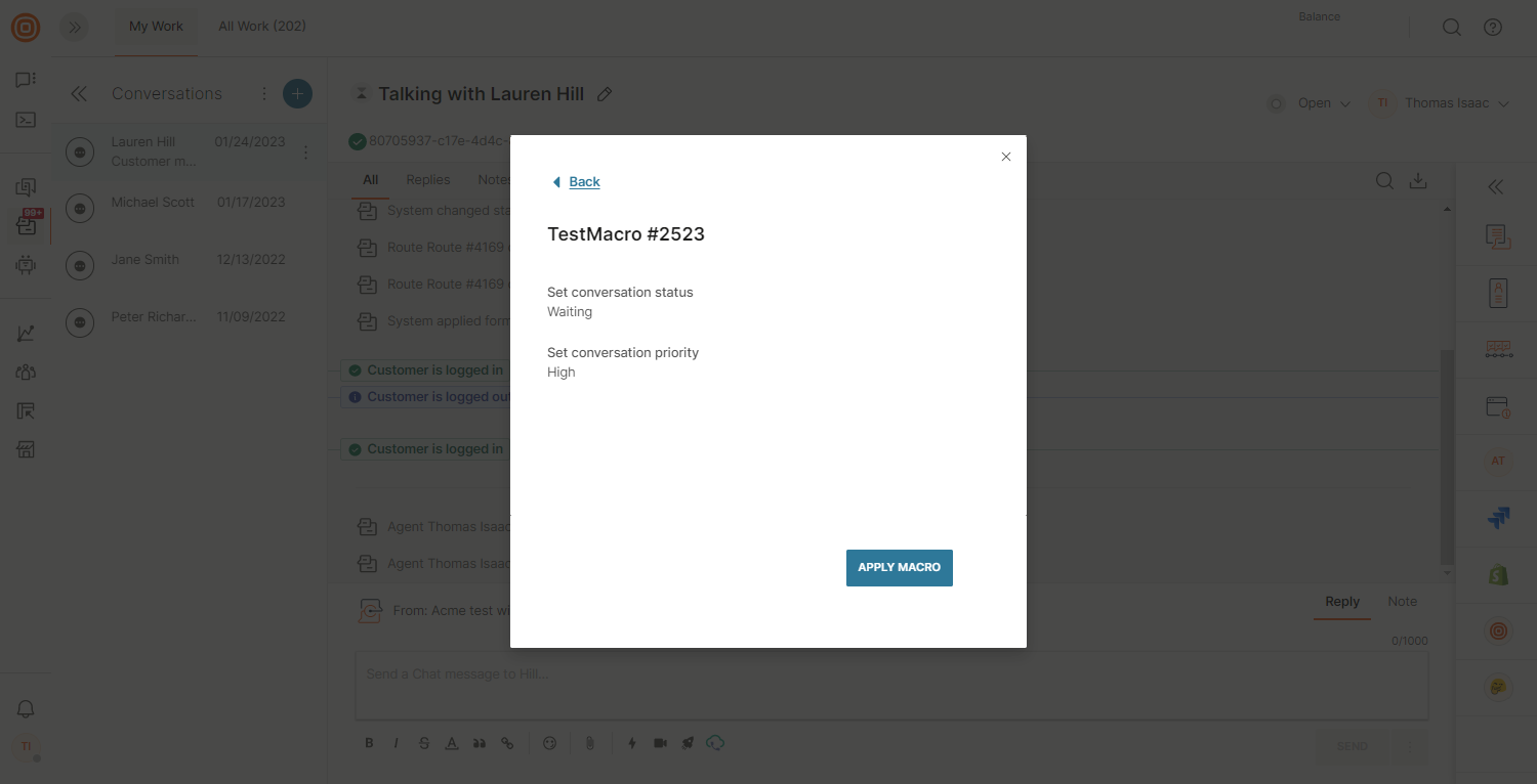 Conversations - Apply macro