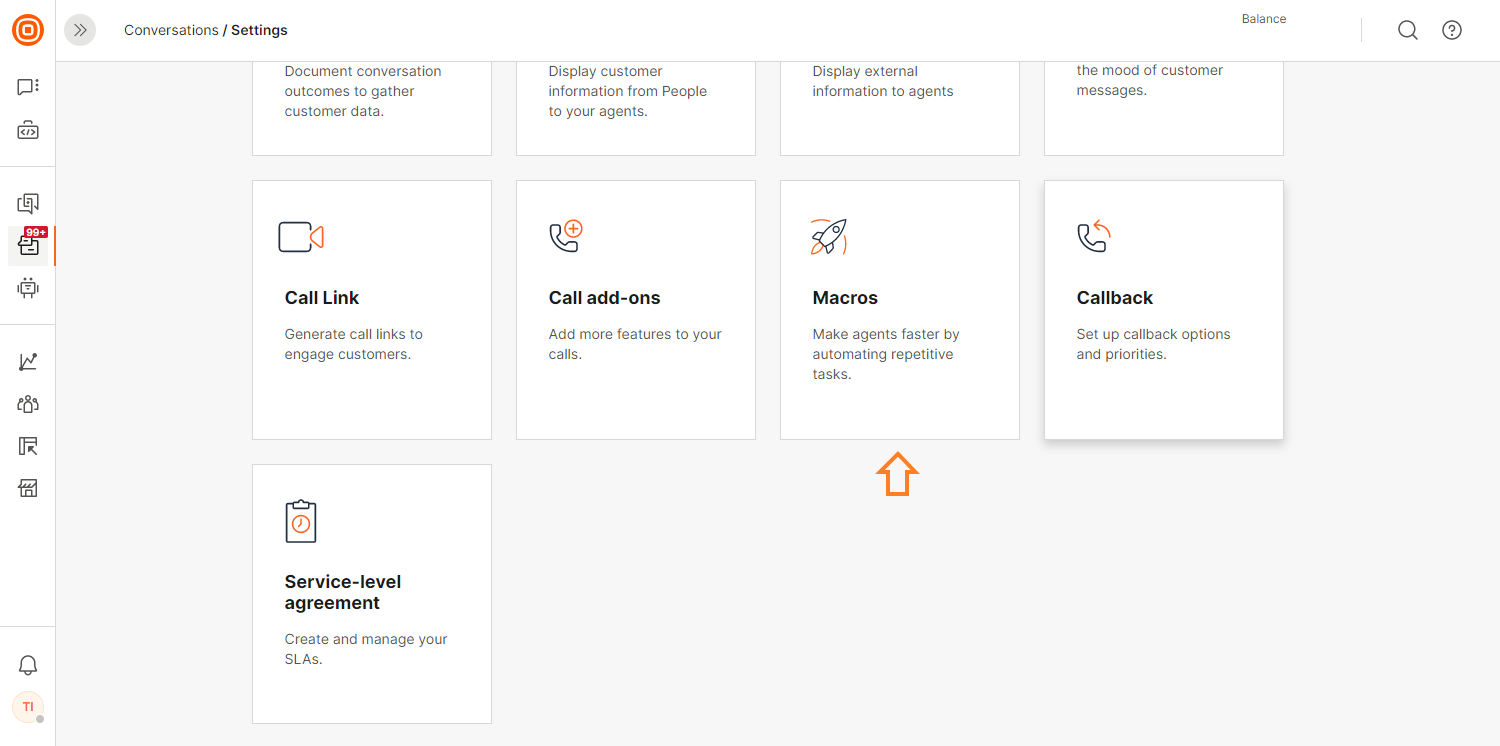 Conversations- Macros settings