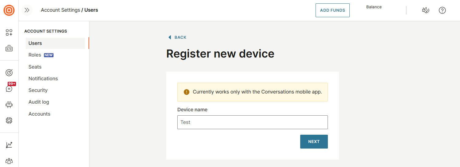 Conversations - Mobile authentication
