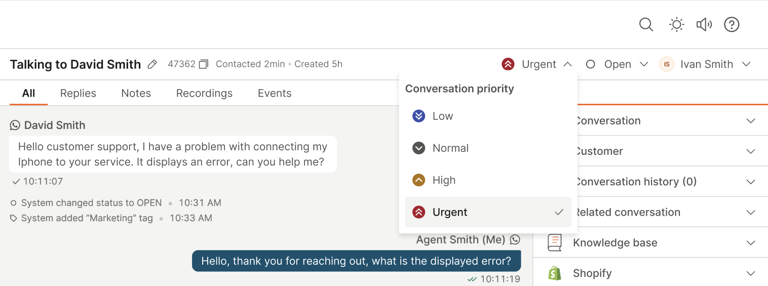 Conversations - Priority options