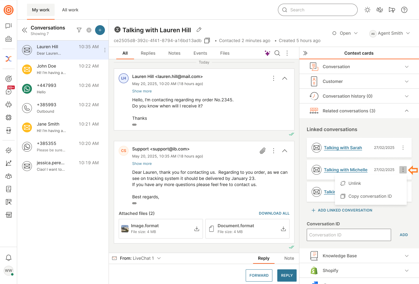 Conversations - Automatic linking of related conversations