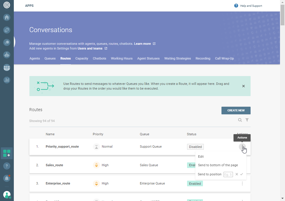 Conversations - Routes improvements