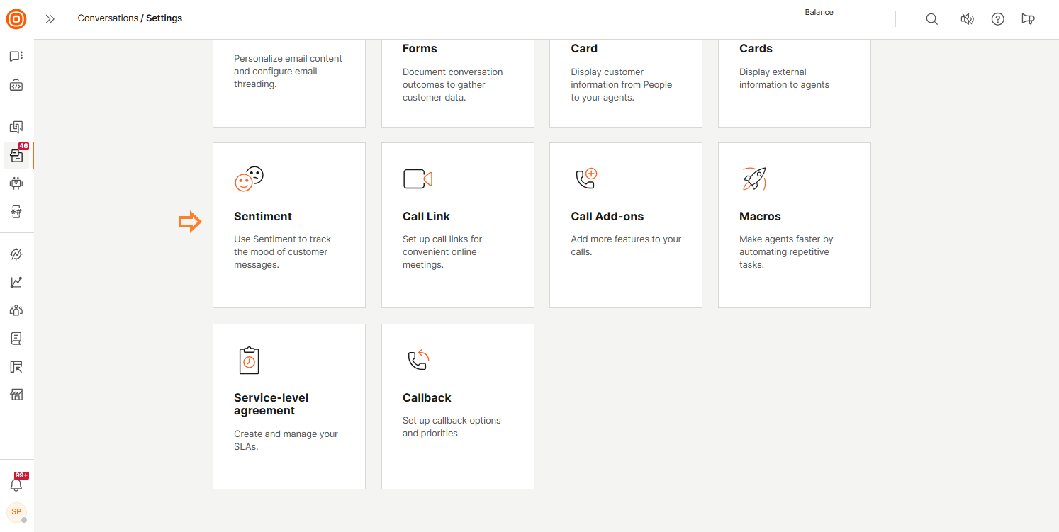 Conversations - Sentiment analysis in settings