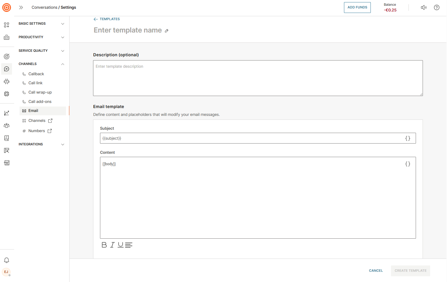 Conversations - Email templates