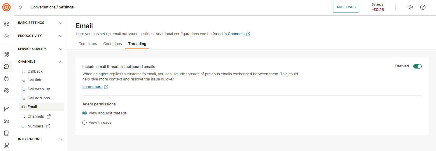 Conversations - Email threading