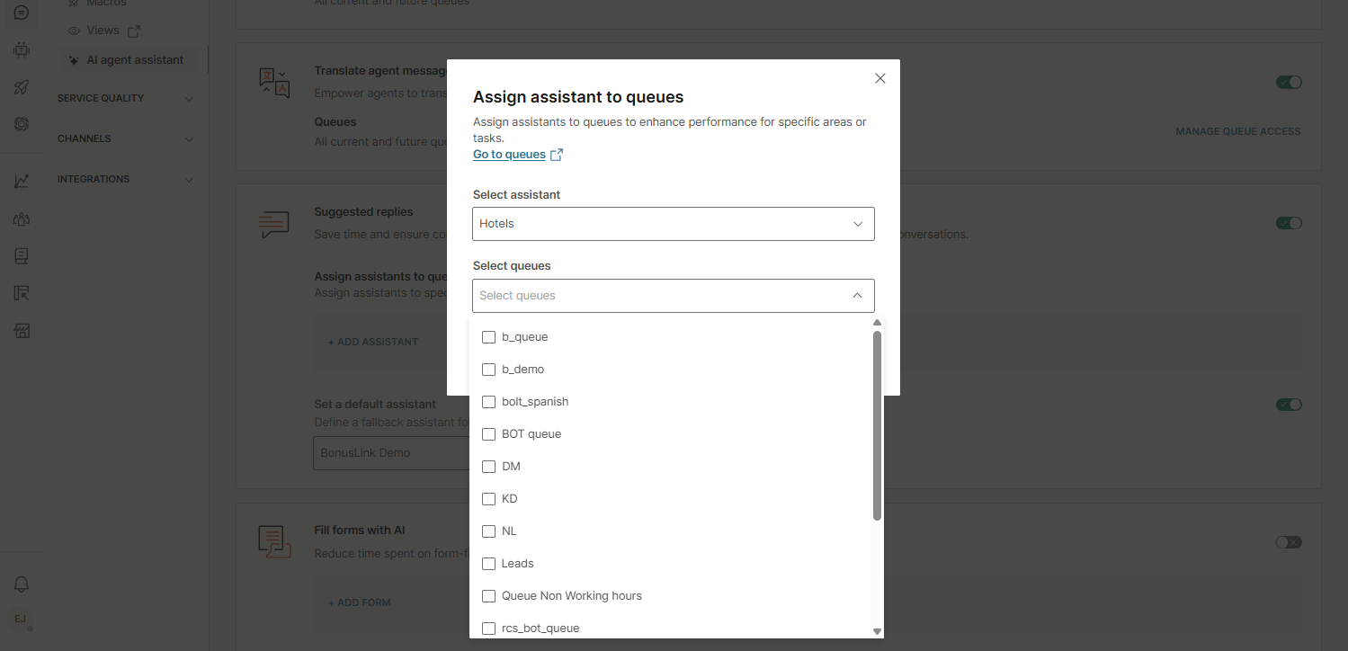 Conversations - Suggested replies queues