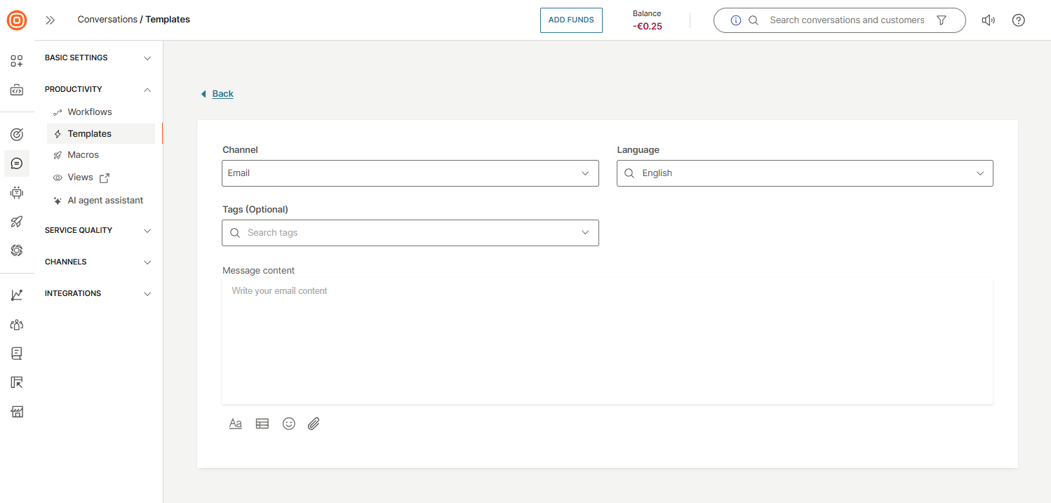 Conversations - Email emplates