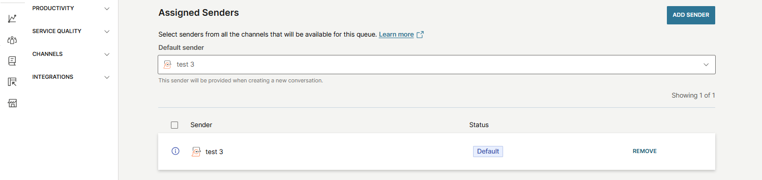 Conversations - Default sender