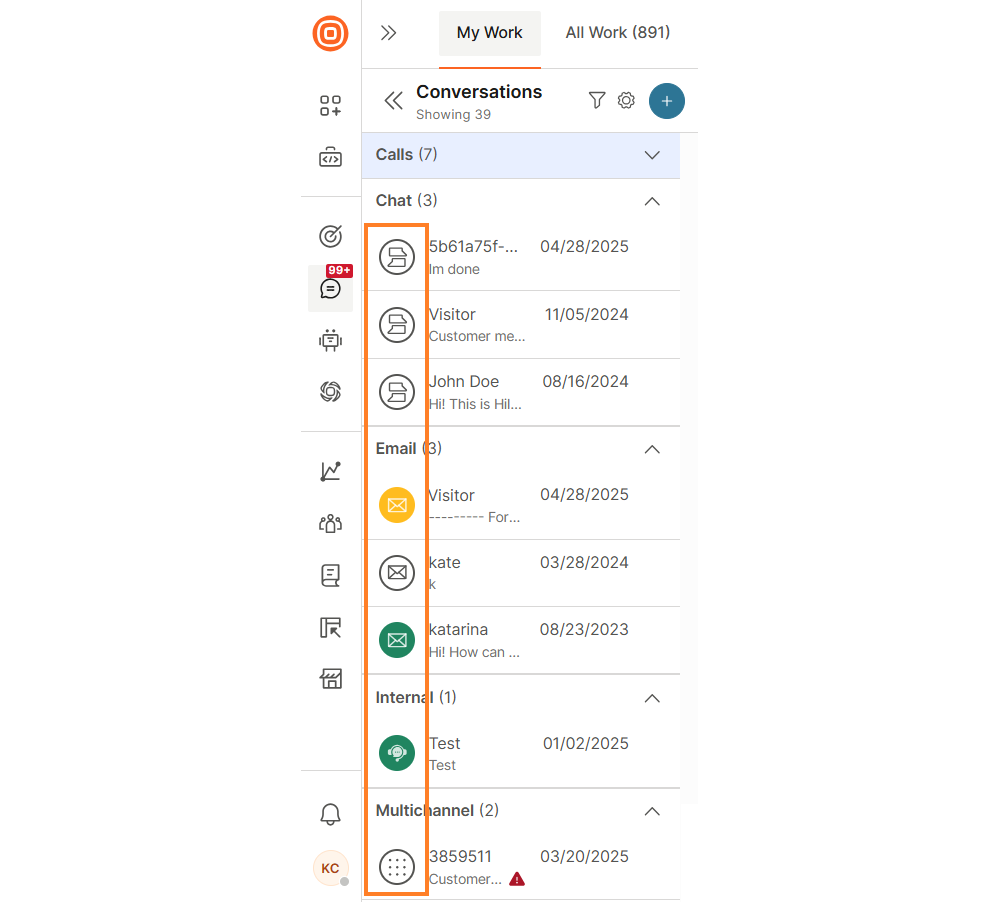 Conversations - Status bubbles